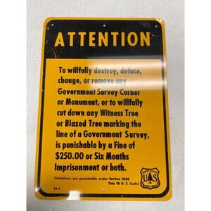 Forest Service National Park Corner Monument Witness Tree Conservation Sign